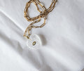 Clear Quartz Heart Necklace with Yellow CZ - Gold Stainless Steel