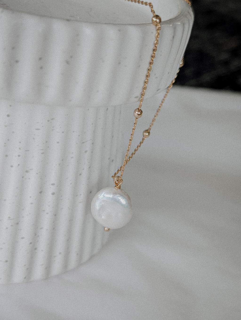 Pearl Pendant Necklace - Gold Stainless Steel