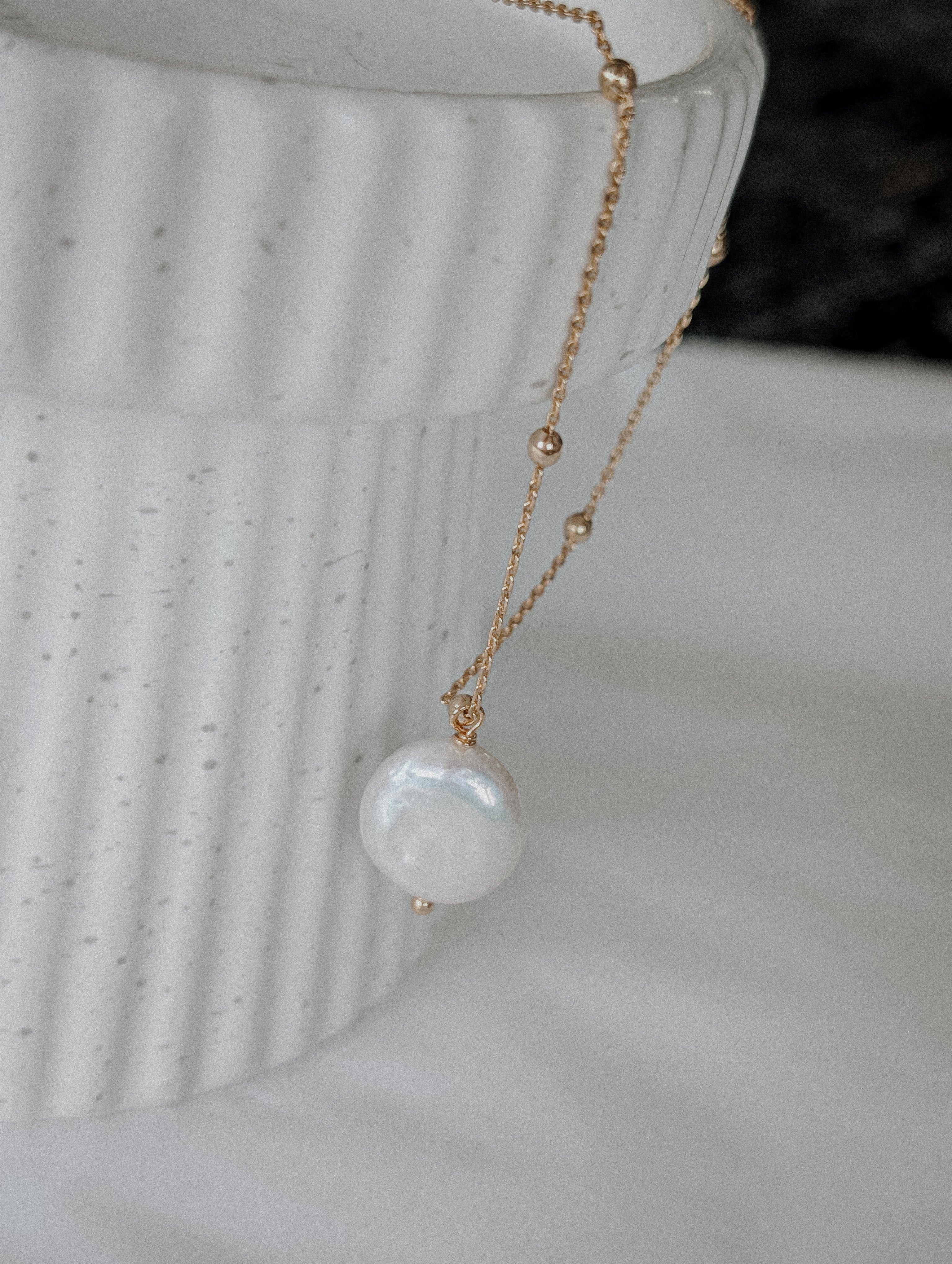 Pearl Pendant Necklace - Gold Stainless Steel