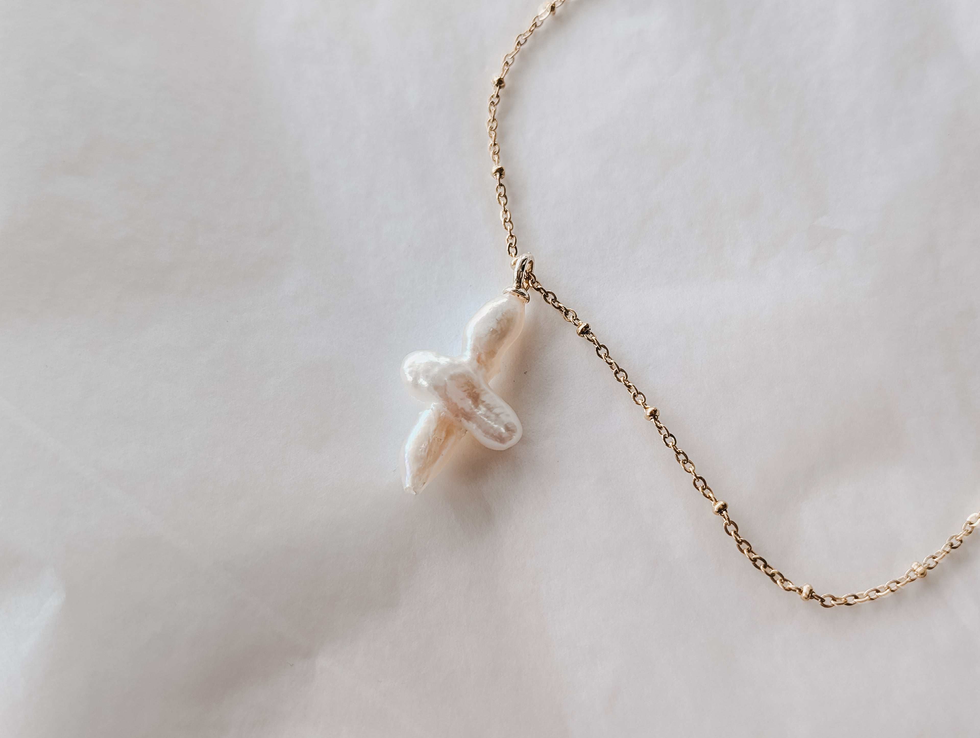 Pearl Cross - long necklace