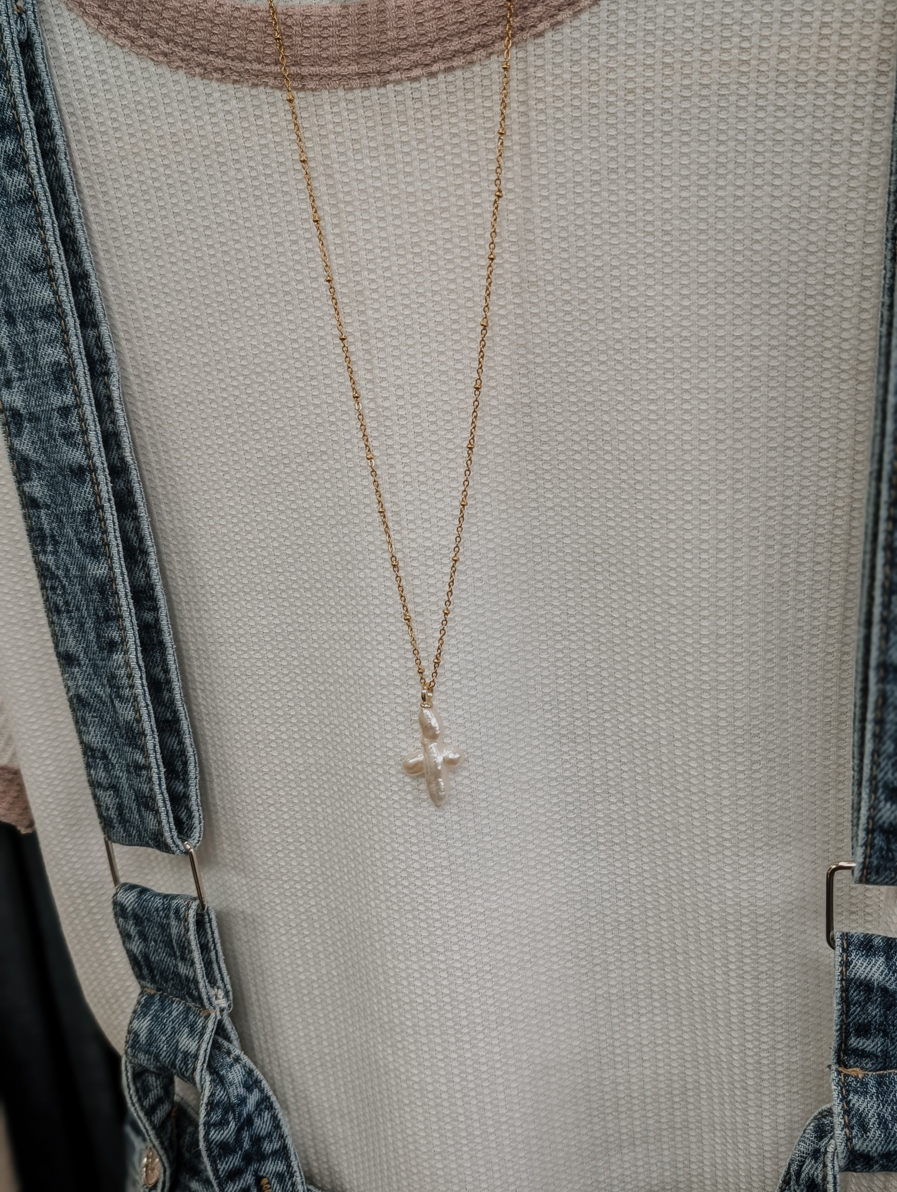 Pearl Cross - long necklace