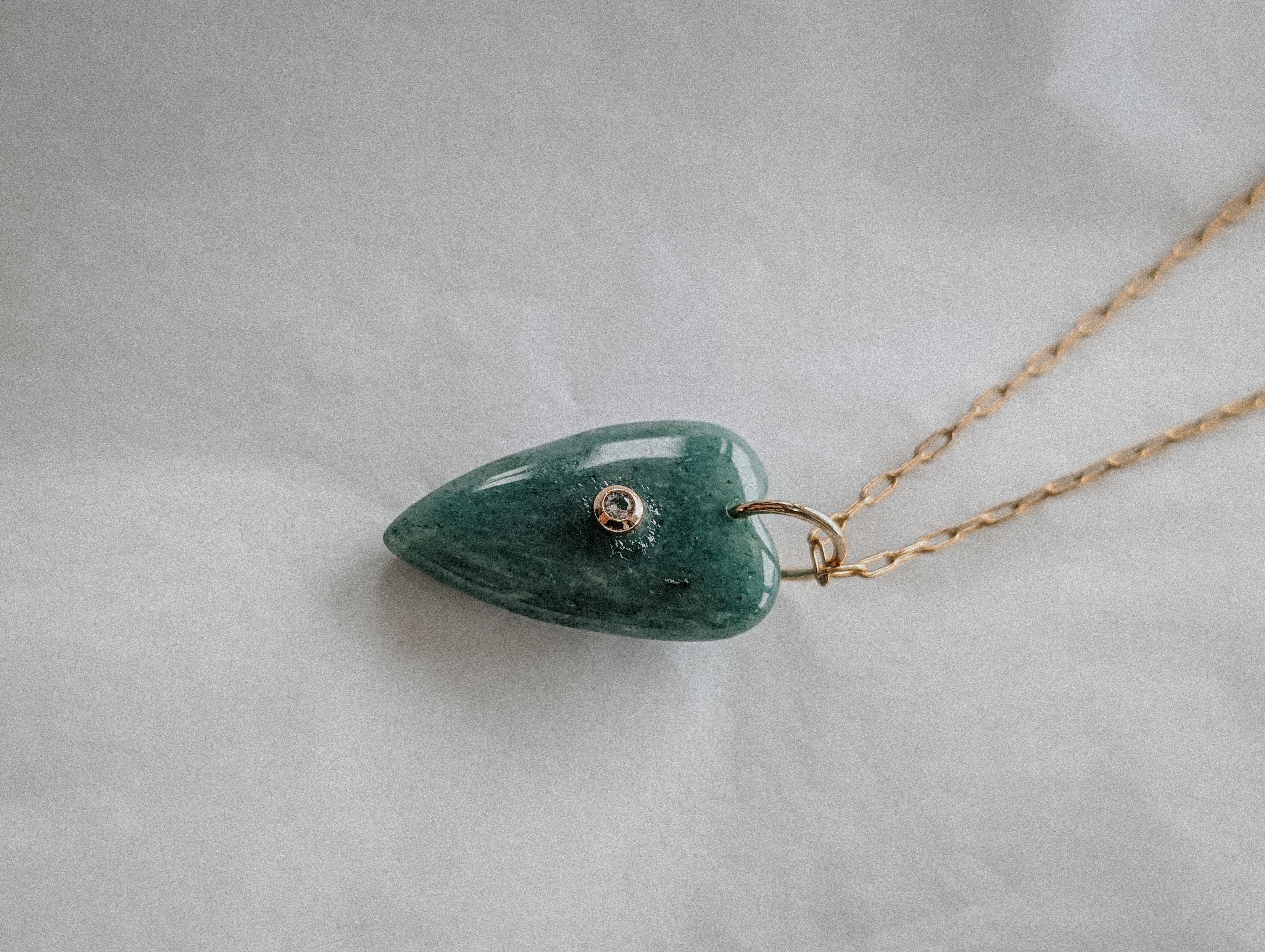 Gemstone Carved Heart - long necklace