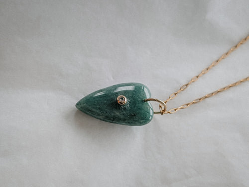 Gemstone Carved Heart - long necklace