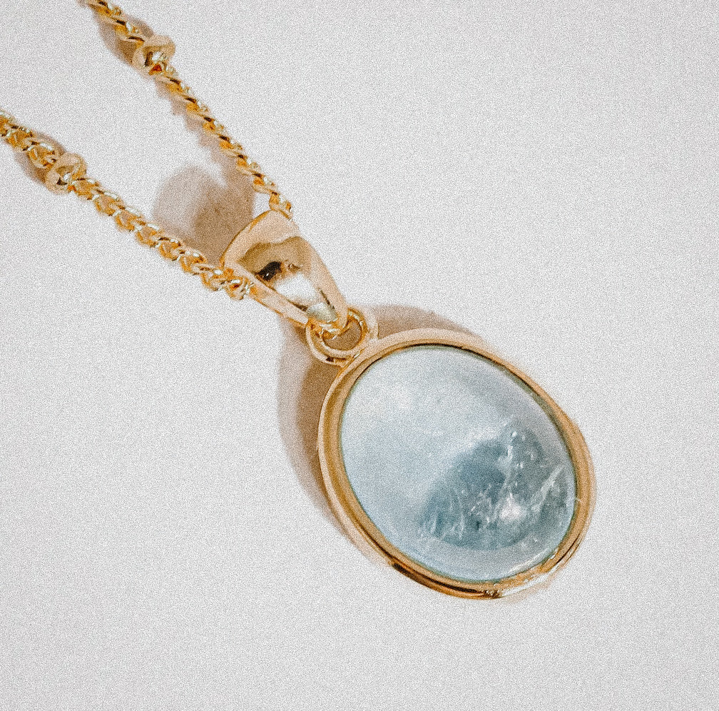 Gemstone Pendant Necklace - Moonstone, Labradorite, or Aquamarine
