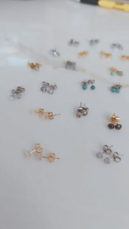 Rainbow Moonstone Stud Earrings | Holiday Collection